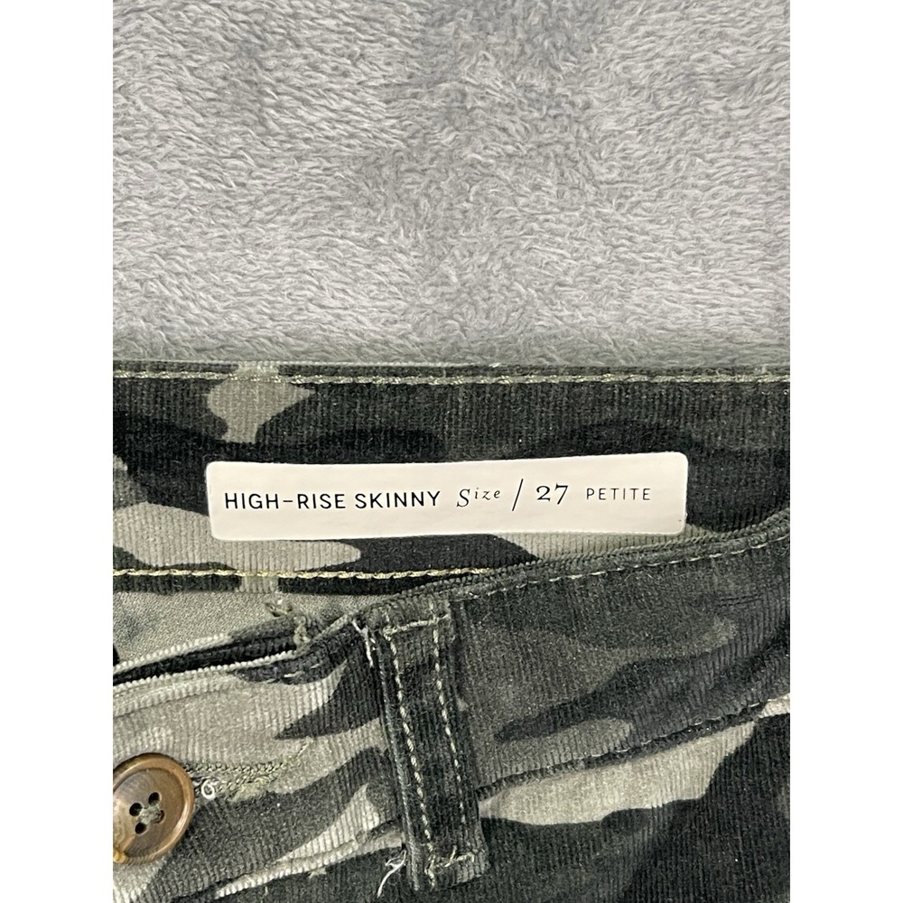 Pilcro By Anthropologie Corduroy Pants Womens 27 Petite Green Camo Skinny High - Picture 7 of 11